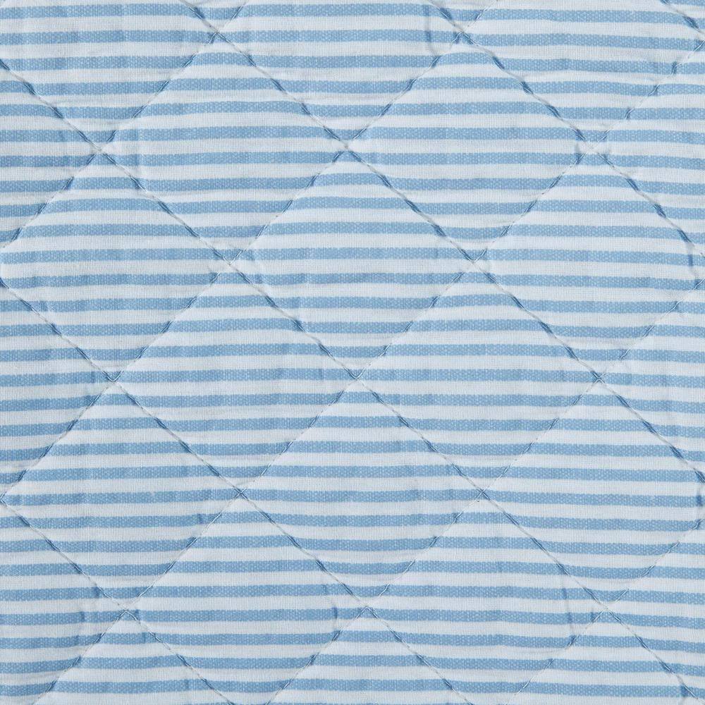 Laura Ashley Twin Blue Organic Cotton Reversible Quilt Set