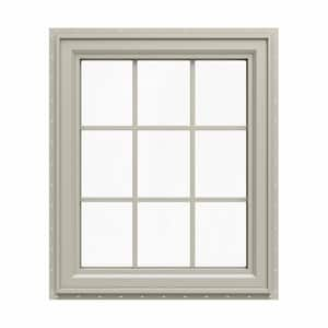 29.5 in. x 29.5 in. V-4500 Series Desert Sand Vinyl Left-Handed Casement Window with Colonial Grids/Grilles