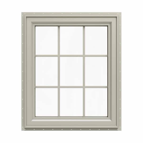 JELD-WEN 29.5 in. x 29.5 in. V-4500 Series Desert Sand Vinyl Left-Handed Casement Window with Colonial Grids/Grilles