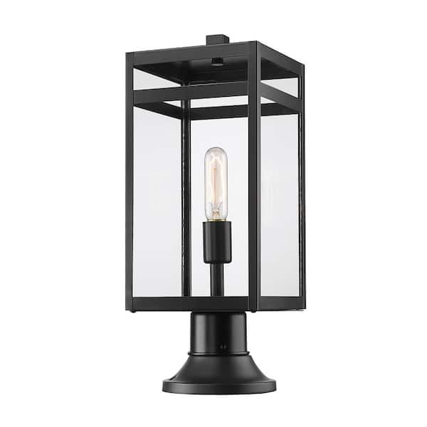 Unbranded Nuri 19 .75 in 1 Light Black Aluminum Hardwired Outdoor Weather Resistant Pier Mount Light with No Bulb Included