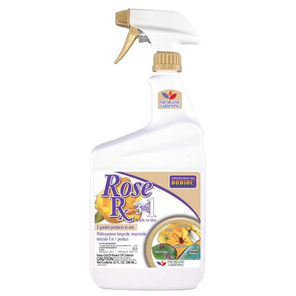 Bonide Rose Rx Multi-Purpose Fungicide, Insecticide and Miticide, 32 oz. Ready-to-Use Spray, for Organic Gardening