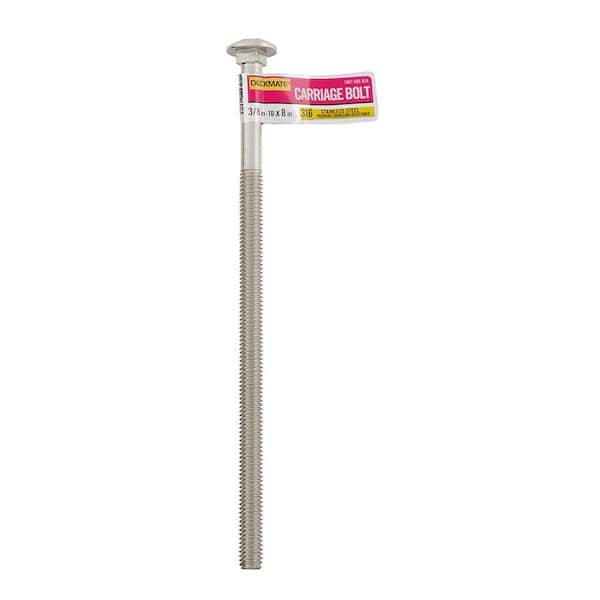 DECKMATE Marine Grade Stainless Steel 3/8-16 X 8 in. Carriage Bolt