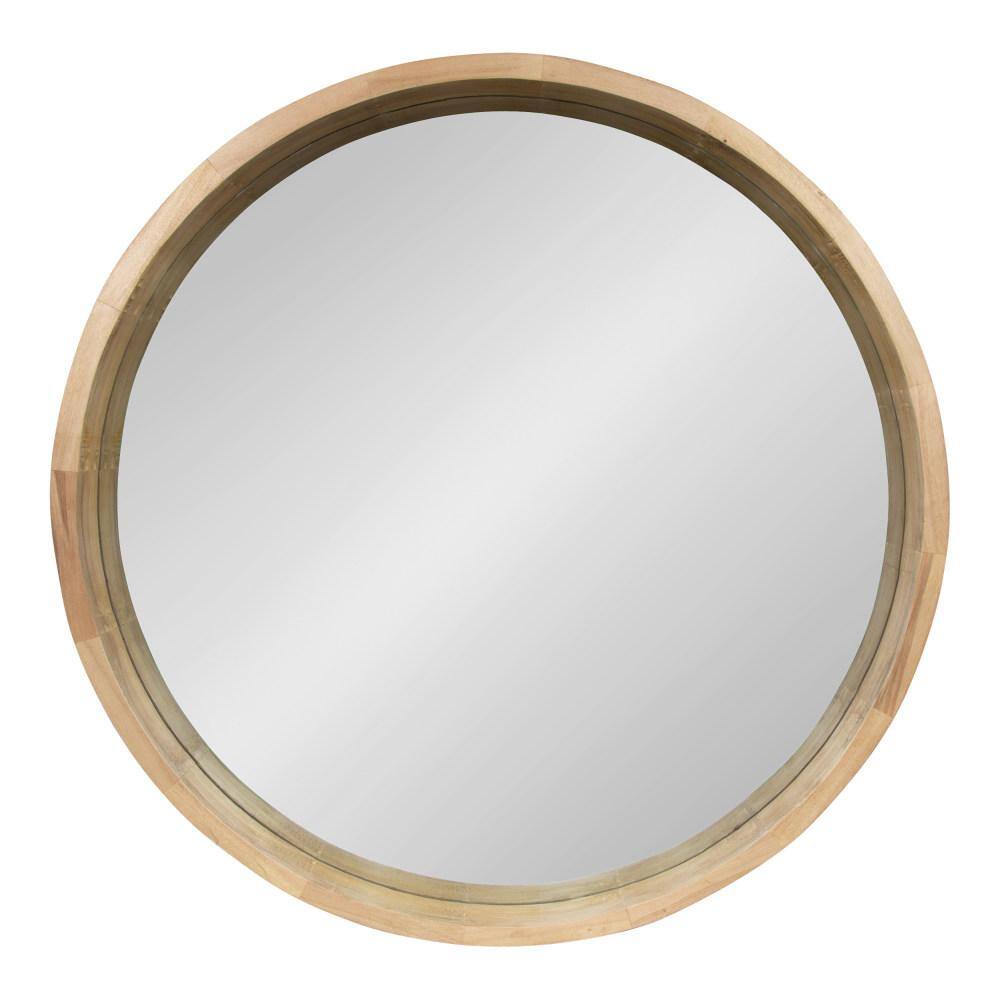 Hutton Natural Wood 35" Round Wall Mirror