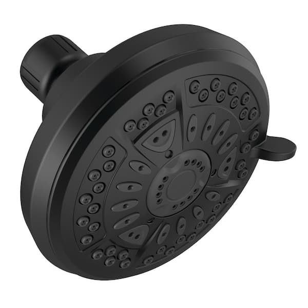 Delta 6-Spray Patterns 1.75 GPM 4.38 in. Wall Mount Fixed Shower Head in Matte Black
