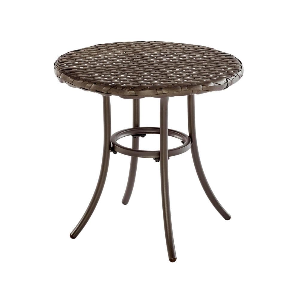 Black 18” H x 20” Dia Household Essentials Resin Wicker Accent Table 