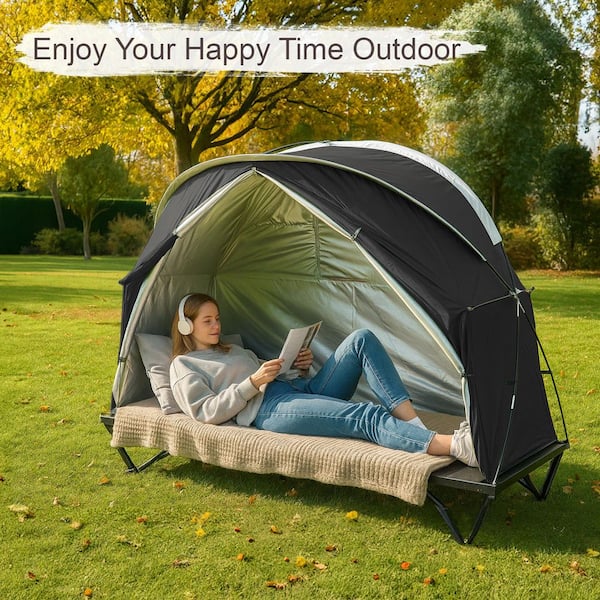 Poloma 1-Person Outdoor Cot Tent with Zippered Door and