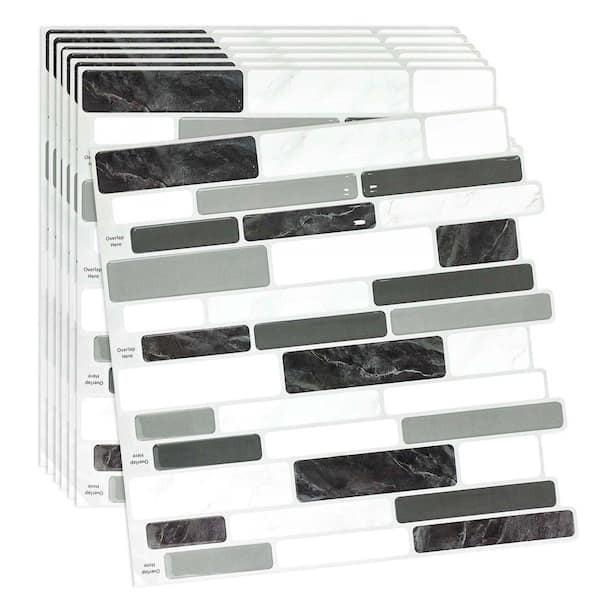 ilemong 12 in. x 12 in. Gray Peel and Stick Vinyl Backsplash Self Adhesive Wall Tile for Kitchen (10-Pack, 10 sq. ft./Case)