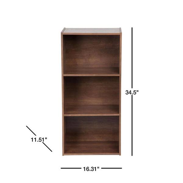 Iris 34 5 In Dark Brown Faux Wood 3, Dark Brown Bookcase With Doors