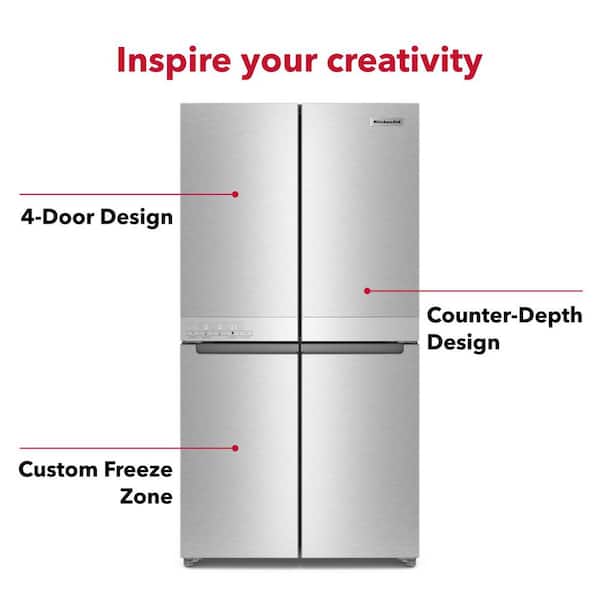 KitchenAid 19.4 cu. ft. 36 in. W Counter-Depth 4-Door Refrigerator