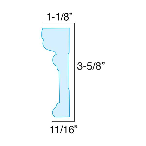 American Pro Decor RB03 1-1/8 in. x 3-5/8 in. x 96 in. Recycled Polystyrene Door and Window Casing Moulding Pro Pack 48 LF (6-Pack)