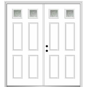 Rain Glass 64 in. x 80 in. Right-Hand Inswing Brilliant White Fiberglass Prehung Front Door on 4-9/16 in. Frame