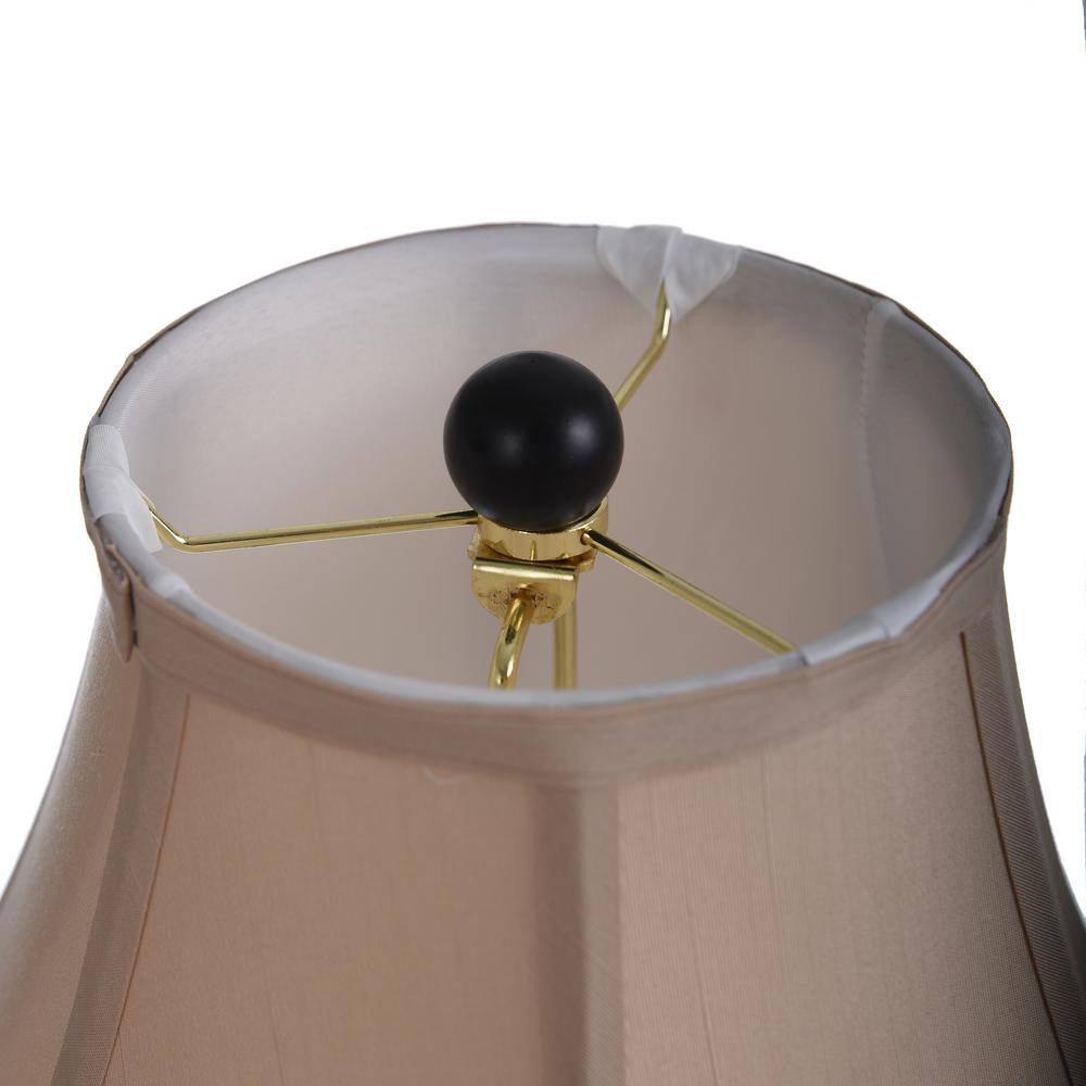 Bronze Wood Finish Taupe Fabric Shade Lamp Trio Set