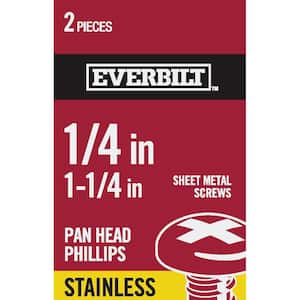 #14 x 1-1/4 in. Phillips Pan Head Stainless Steel Sheet Metal Screw (2-Pack)