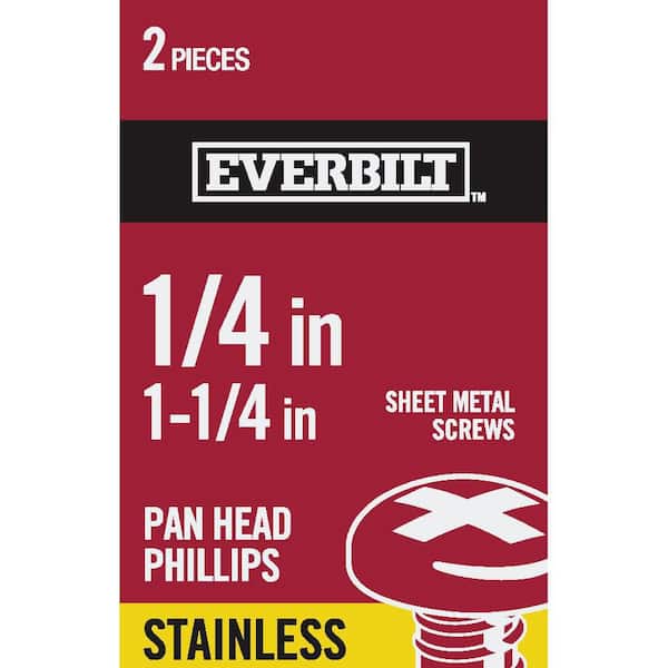 Everbilt #14 x 1-1/4 in. Phillips Pan Head Stainless Steel Sheet Metal Screw (2-Pack)