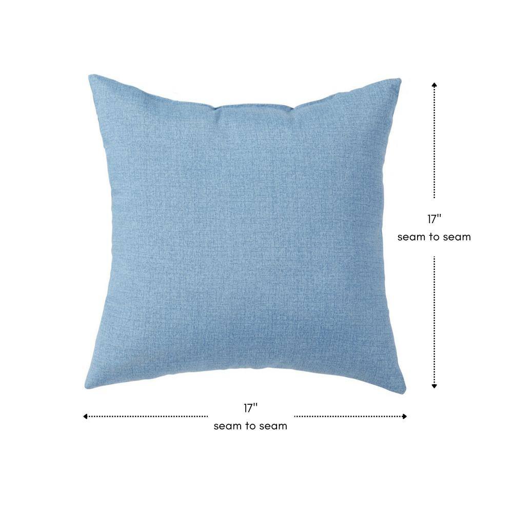 Denim Blue 17" Square Outdoor Throw Pillow Set