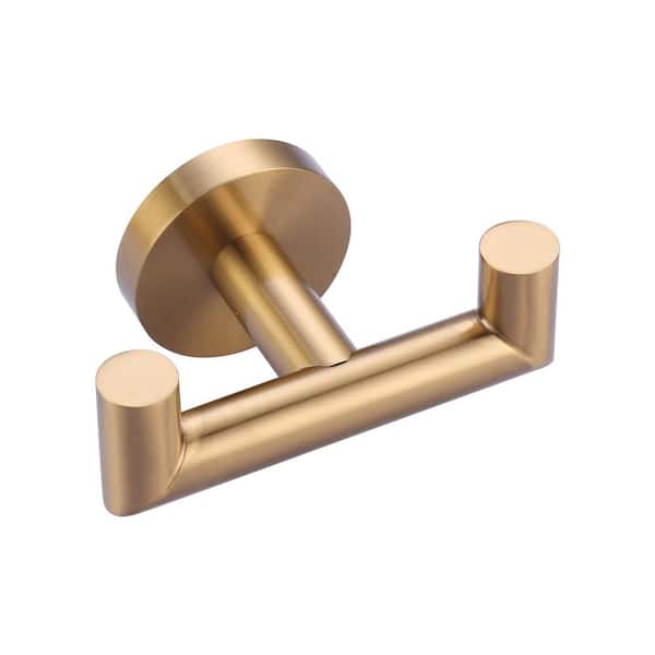 Wall Mount J-Hook Double Robe/Towel Hook Double Robe Hook in Brushed Gold