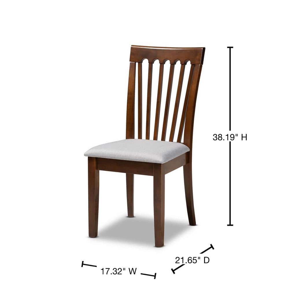 Gray Low Slat Back Wood and Cane Parsons Side Chair