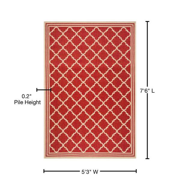 Safavieh Veranda 2-ft-7-in x 5-ft (Creme/Red) 3 x 5 Creme/Red Indoor Medallion Coastal Throw Rug Safavieh Veranda 2-ft-7-in x 5-ft (Creme/Red) 3 x 5 Creme/Red Indoor Medallion Coastal Throw Rug