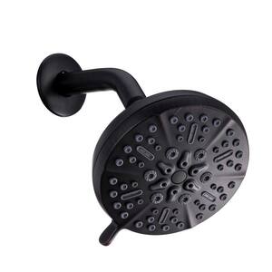 5-Spray Patterns 5 in. Wall Mount Fixed Shower Head with 2.5 GPM and Stainless Steel Shower Arm in Oil Rubbed Bronze