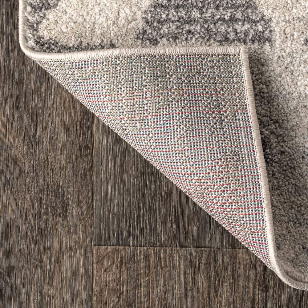 Aisha Cream and Gray Geometric Square Area Rug