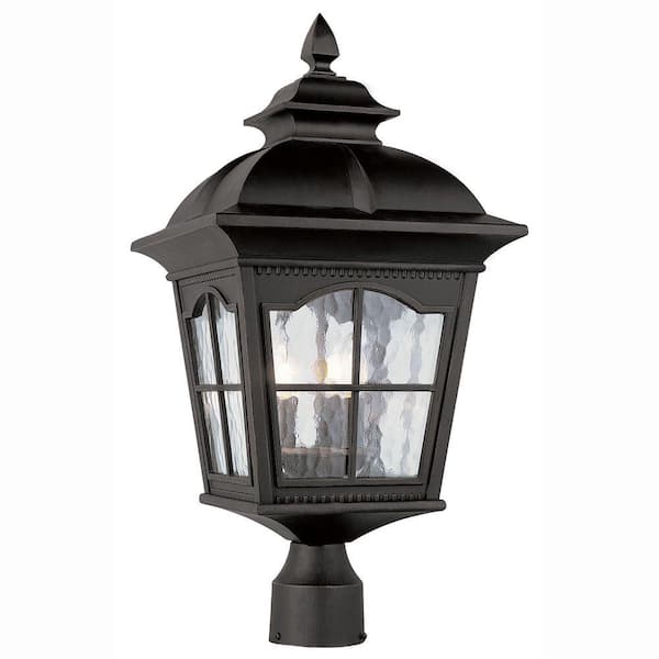 Bel Air Lighting Briarwood 3-Light Black Outdoor Lamp Post Lantern Mount with Water Glass