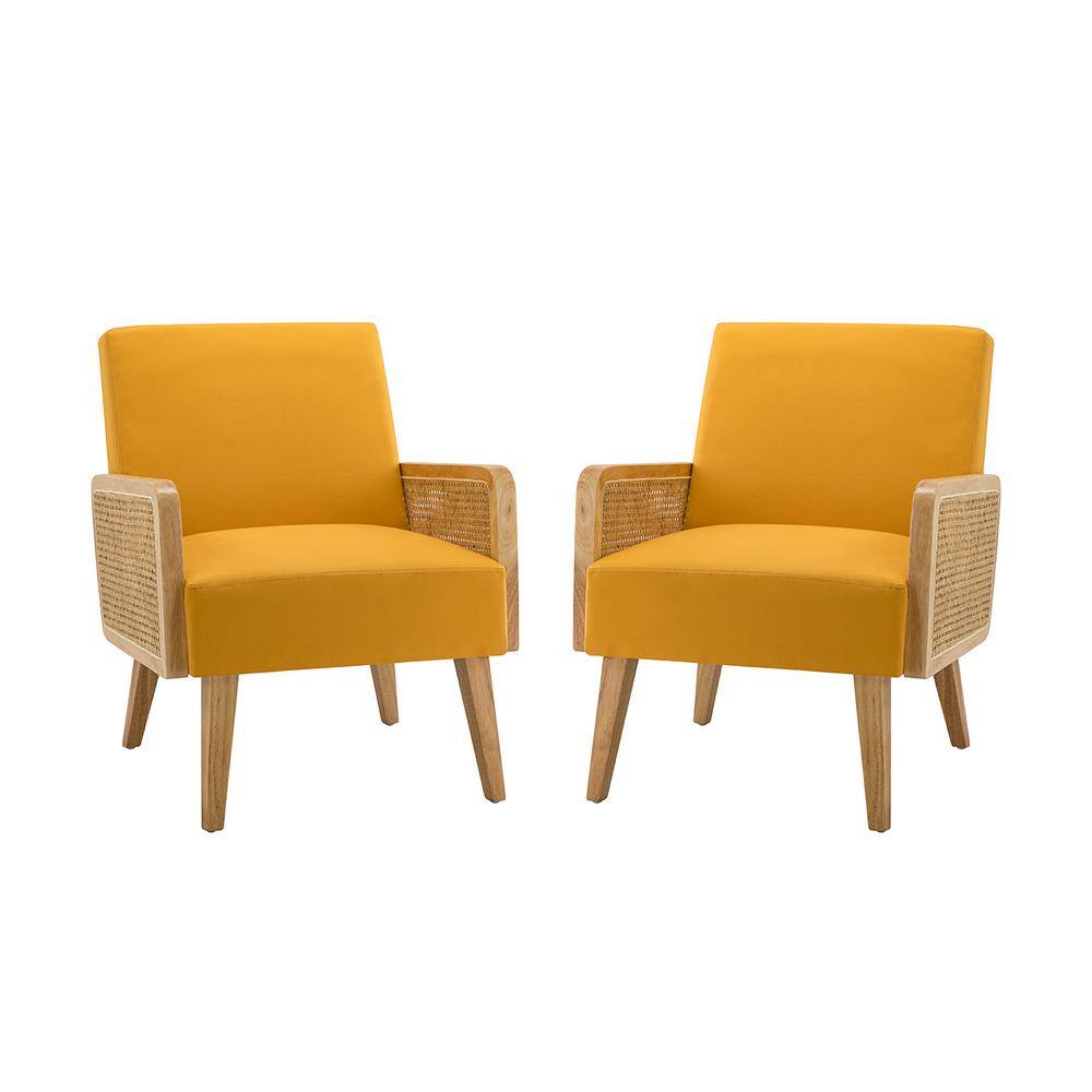 JAYDEN CREATION Delphine Cane Mustard Accent Chair (Set of 2) HM18223MUSTARDS2 The Home Depot