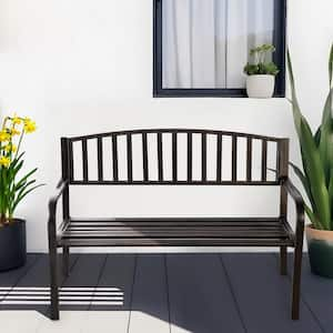 50 in. Metal Outdoor Garden Bench Patio Garden Bench Vertical Bar in Antique Bronze