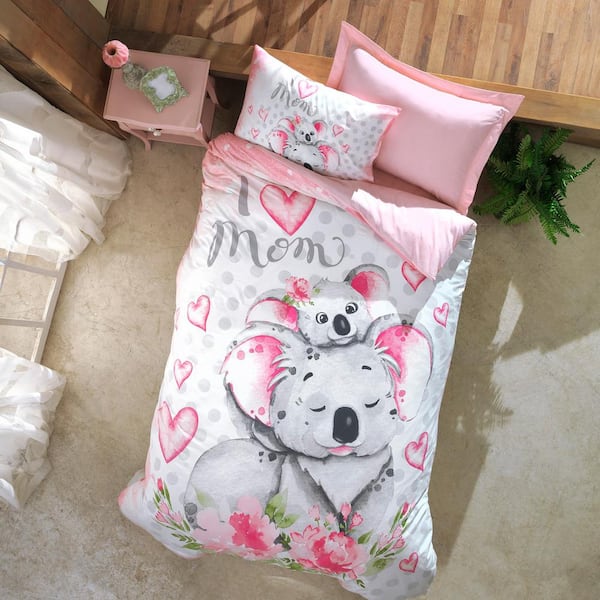 Teddy Bear Premium Bedding Set Blush Pink Rose Pink Duvet Cover and Pillowcase 