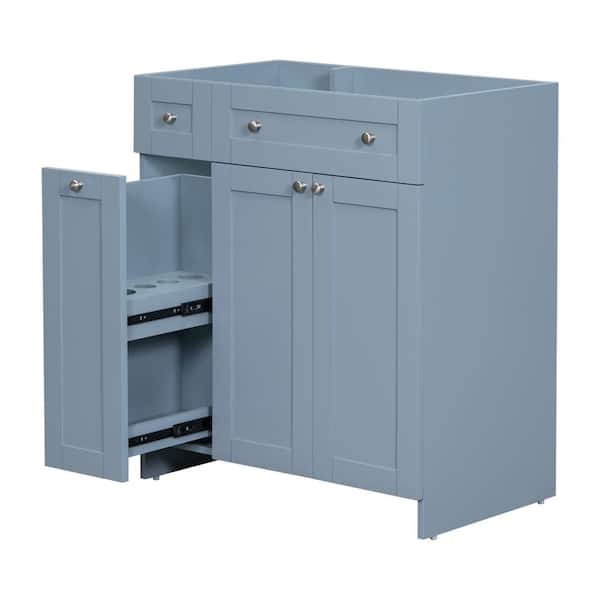Aoibox 30 in. W x 18 in. D x 33 in. H Bath Vanity Cabinet without Top in Blue