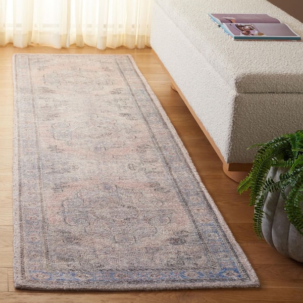 Classic Vintage 2 ft. x 8 ft. Gray/Beige Distressed Traditional Medallion Runner Rug