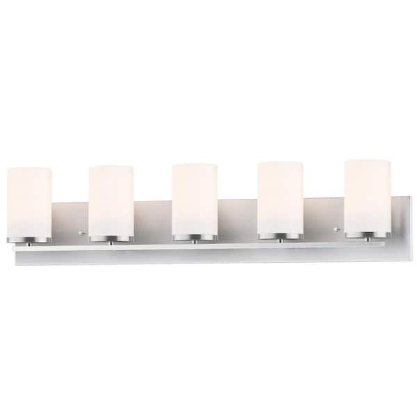 Lateral 33.5 in. 5-Light Satin Nickel Bath Vanity Light