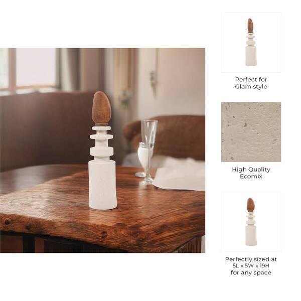 Liv & Skye Ivory 5 in. x 19 in. Ceramic Novelty Geometric