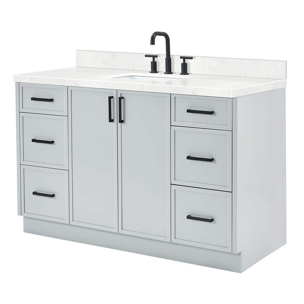Kelly Gray 54" Single Sink Bathroom Vanity with Carrara Quartz Top