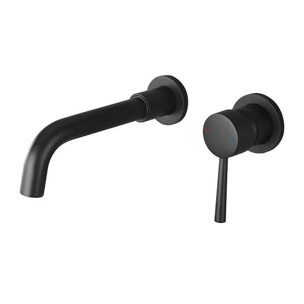 Unbranded Single-Handle Wall Mount Bathroom Faucet in Matte Black