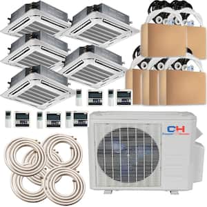Sophia 48000 BTU 4 Ton 21.5 SEER 5 Zones Cassette Multi-Zone Ductless Mini Split Air Conditioner with Heat Pump 230V