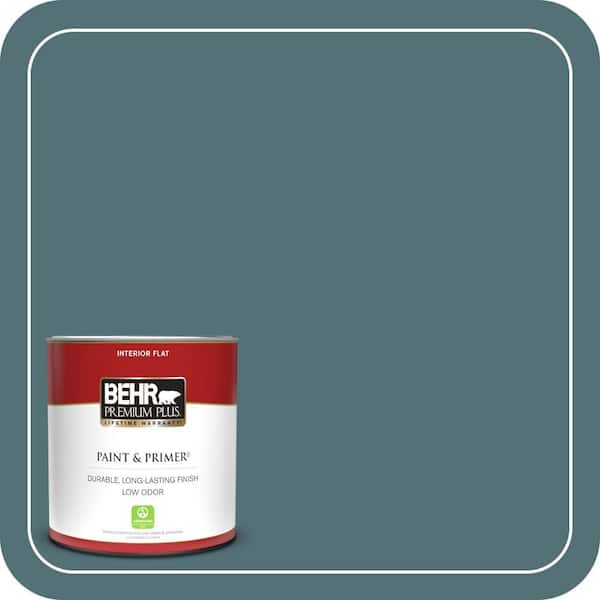 BEHR PREMIUM PLUS 1 qt. Home Decorators Collection #HDC-CL-22 Sophisticated Teal Flat Low Odor Interior Paint & Primer