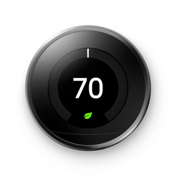 Google Nest Learning Thermostat - Smart Wi-Fi Thermostat - Mirror Black  T3018US - The Home Depot