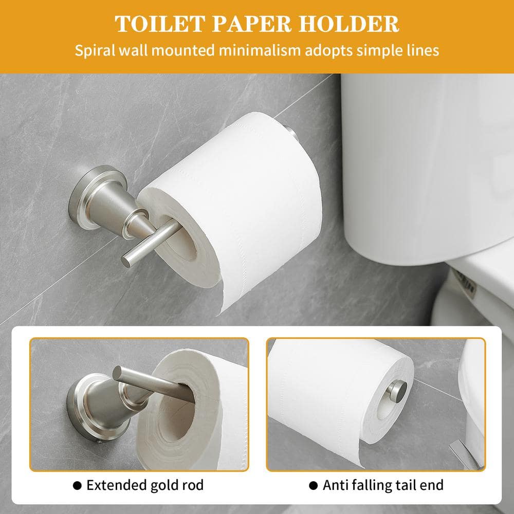 Brushed Nickel 4-Piece Bathroom Hardware Set with Towel Bar