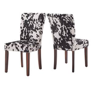 Black Cowhide Parsons Dining Chairs (Set Of 2)