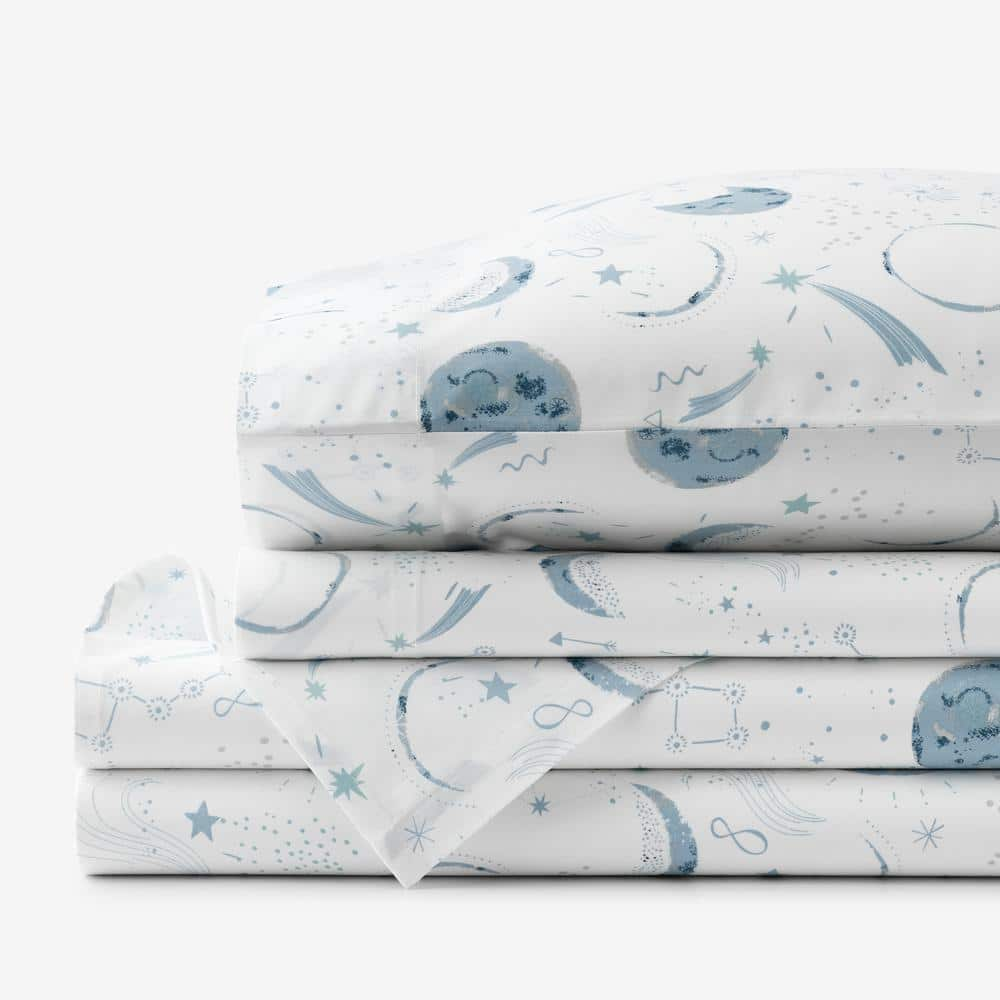 Company Kids Night Sky Blue Multi Organic Cotton Percale Queen Sheet Set -  Company Kids by The Company Store, 38277L-Q-BLUE-M