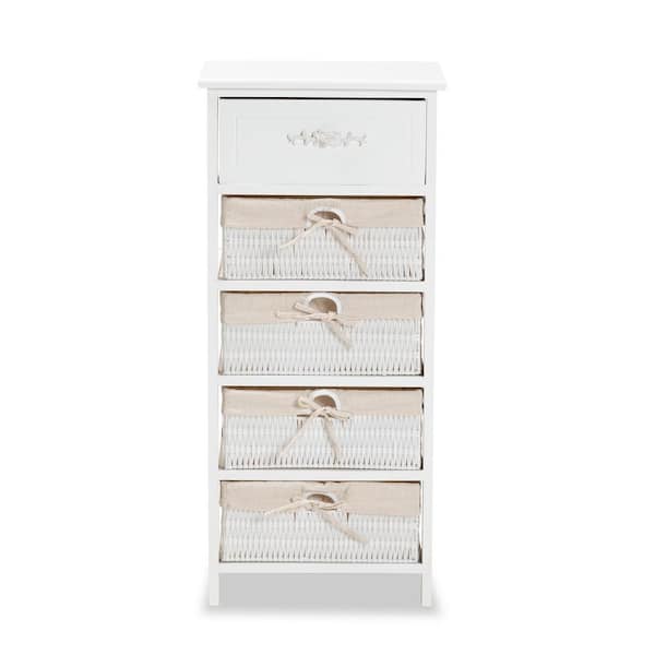 Baxton Studio Madelia White and Beige 1-Drawer Storage Unit