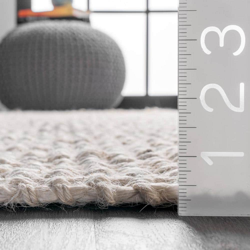 Handcrafted Bleach White Chunky Jute 8' x 10' Area Rug