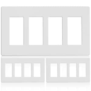 4-Gang Decorator Screwless Wall Plate, GFCI Outlet/Rocker Light Switch Cover, White (3-Pack)