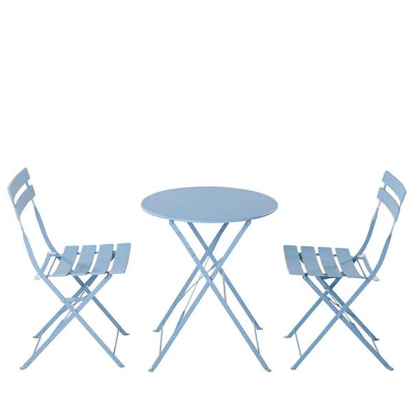 TIRAMISUBEST Blue 3-Piece Steel Outdoor Bistro Set