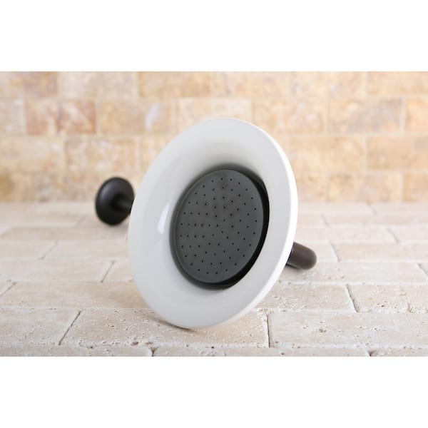 1-Spray 6.3 in. Single Wall Mount Fixed Rain Shower Head in Oil Rubbed Bronze