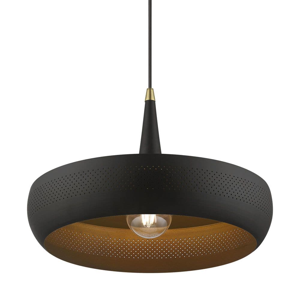 Banbury Modern Indoor/Outdoor Pendant - Black and Antique Brass with LED