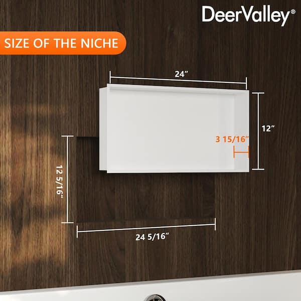25 in. W x 13 in. H x 4 in. D Stainless Steel Bathroom Shower Niche in White