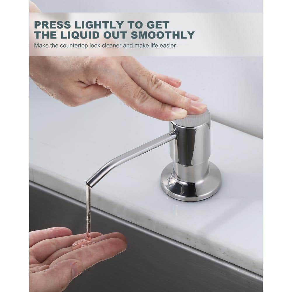 Polished Chrome Stainless Steel Pull-Down Kitchen Faucet with Soap Dispenser