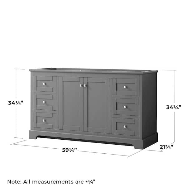 Wyndham Collection Avery 59.25-in Dark Gray Bathroom Vanity Cabinet