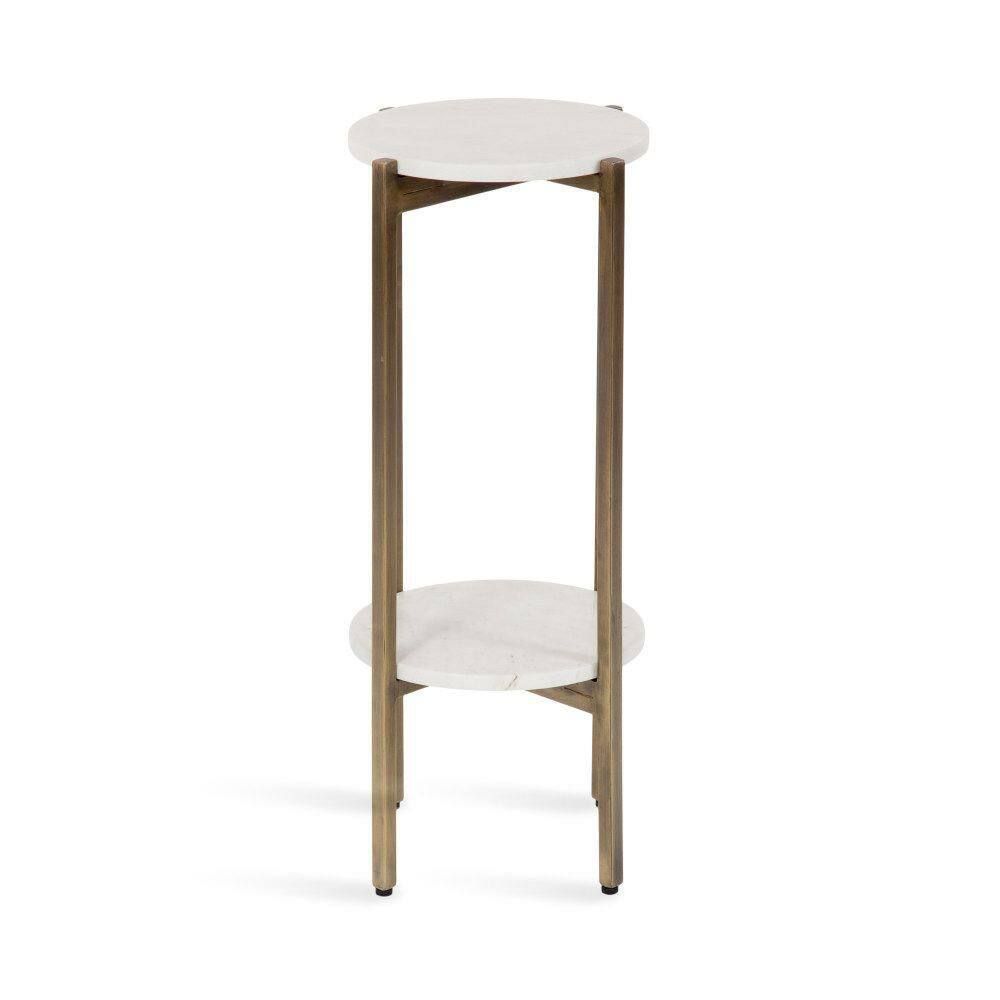 Moxley 10.75 in. Gold Round Marble End Table - thumbnail 8